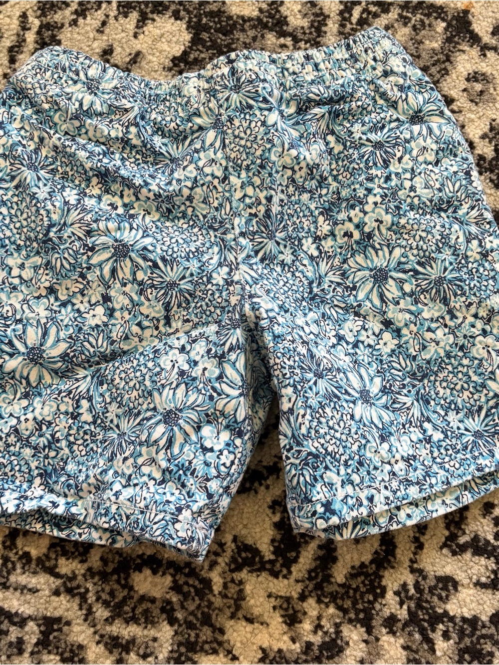 Lilly Pulitzer Blue Floral Elastic-Waist Shorts